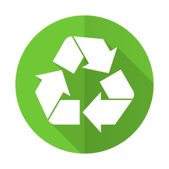 Obraz premium recycle green flat icon recycling sign