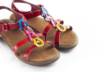 Pair of colorful female sandals