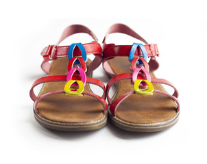 Pair of colorful female sandals