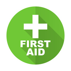 Obraz premium first aid green flat icon