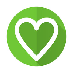 heart green flat icon love sign