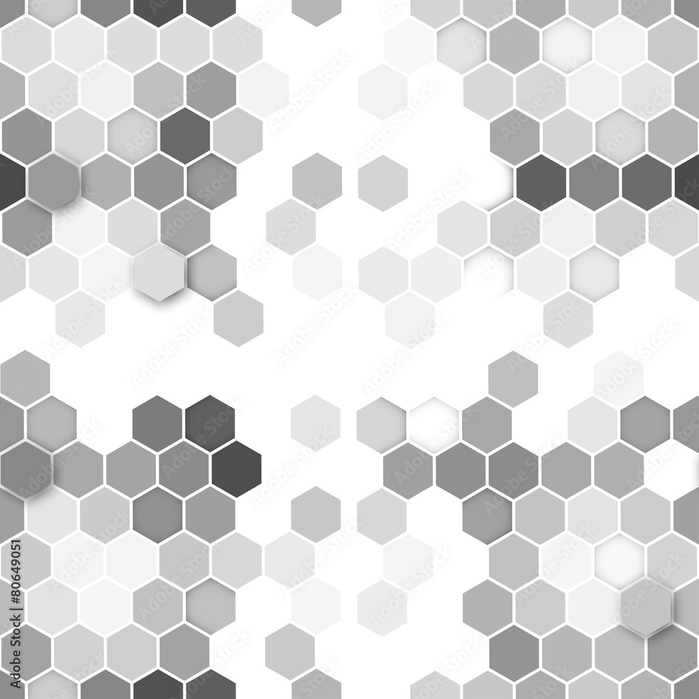 Aufkleber hexagonal seamless pattern. repeating geometric gray background