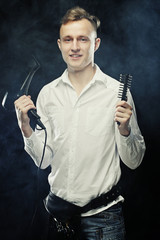 Fototapeta premium portrait of young t hairstylist