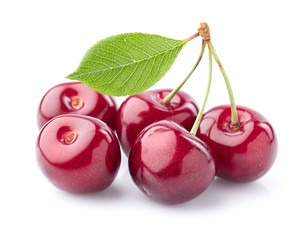 Sweet cherry with leaf
