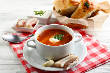 Ukrainian beetroot soup - borscht,