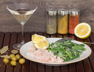 Seafood and asparagus dinner