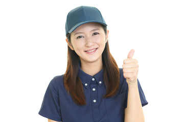 笑顔の女性労働者