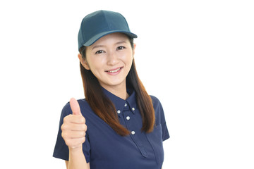 笑顔の女性労働者