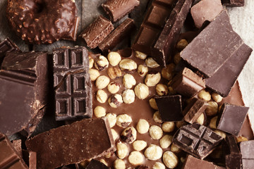 Set of chocolate, closeup