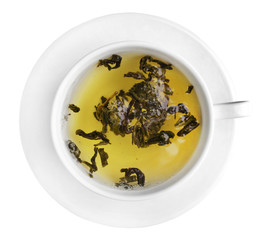 Cup of herbal tea isolate on white