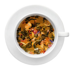 Cup of herbal tea isolate on white