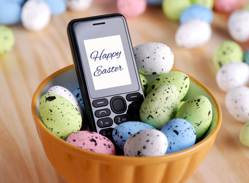 auguri di pasqua con il telefono