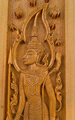 the ancient wood carving for deva statue