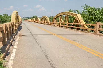 Tableaux ronds sur aluminium Route 66 Route 66 Pony Truss Bridge