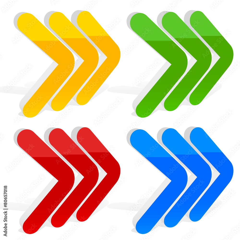 Poster 3d triple right arrows pointing rightwards