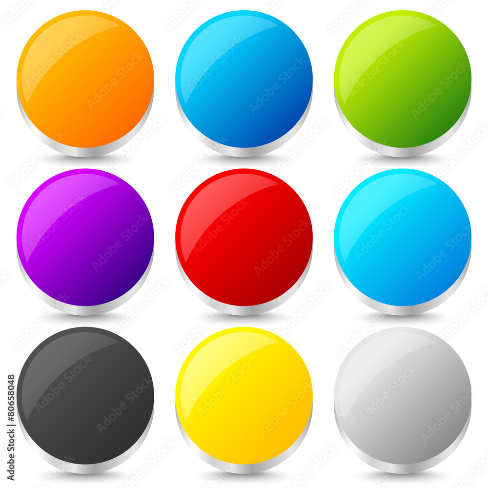 Poster set of colorful blank circles with 3d effect, highlight and shad