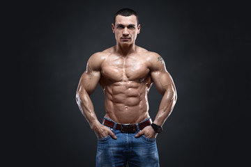 Fototapeta na wymiar Sexy muscular man isolated with clipping path