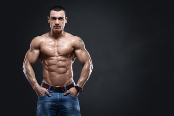 Obraz na płótnie Canvas Sexy muscular man isolated with clipping path