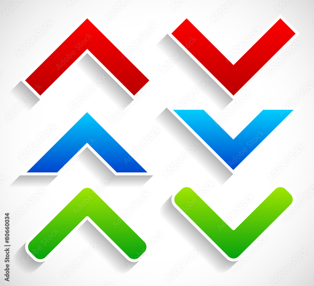 Poster Stylish bright up down arrows with diagonal shadows