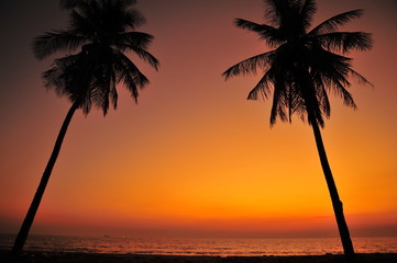 Fototapeta na wymiar Beautiful Beach at Sunset Backgrounds