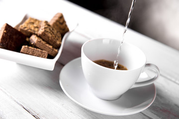 Natural traditional coffee, home ambient concept