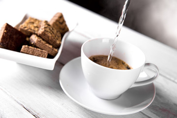 Natural traditional coffee, home ambient concept