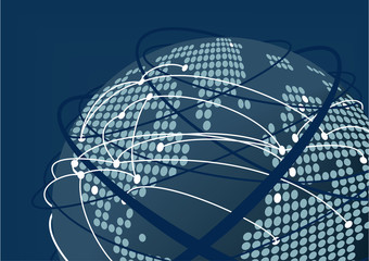 Close up of connected world as vector illustration