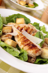 Caesar salad with griddled chicken fillet