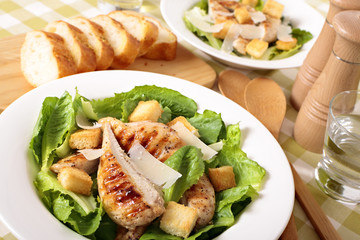 Caesar salad with griddled chicken fillet
