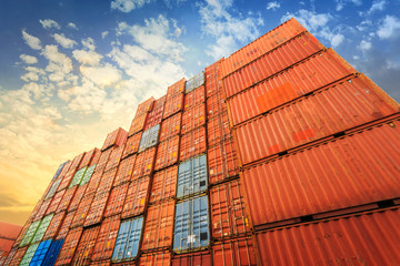 Fototapeta premium Stack of Cargo Containers at the docks