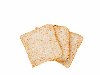 fresh bread slices isolated on white background