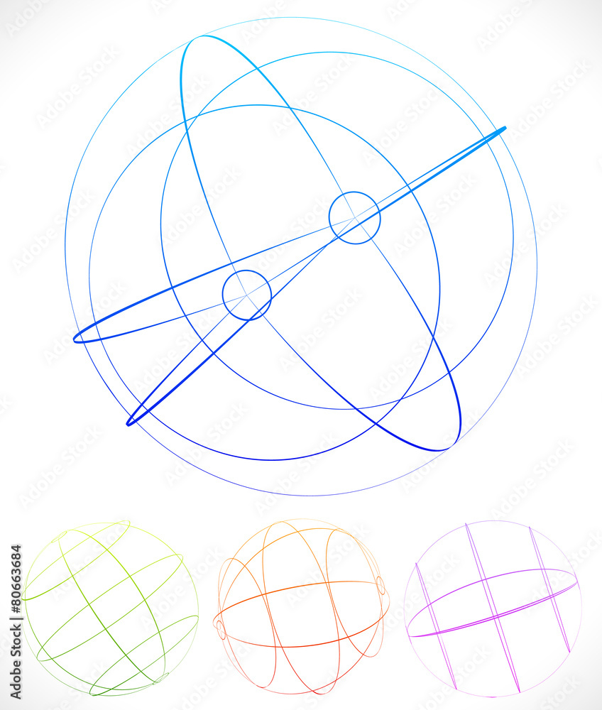 Poster spherical graphics with wireframe
