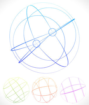 Spherical graphics with wireframe