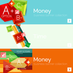 Flat design paper infographic banner set