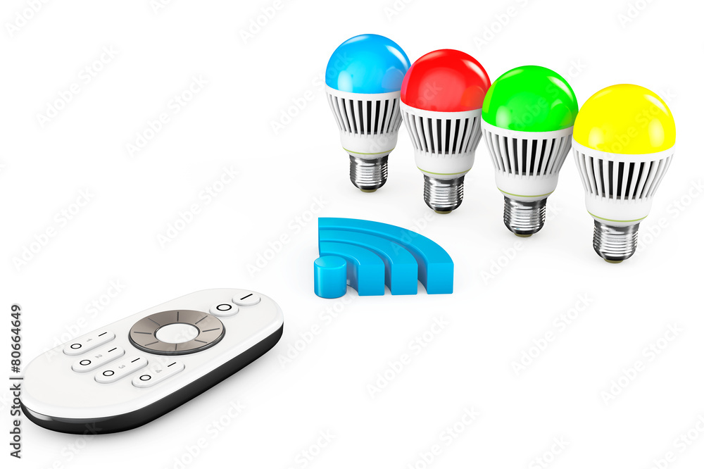 Aufkleber Closeup LED bulbs with Remote Controller and WiFi Sign