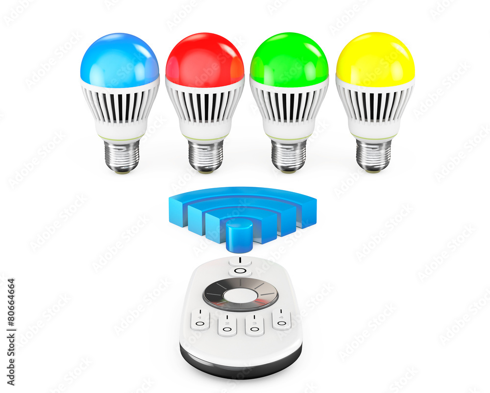 Aufkleber Closeup LED bulbs with Remote Controller and WiFi Sign