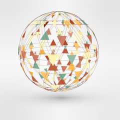 Vector illustration of 3d globe with triangular faces