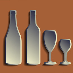 wine bottle sign set. Bottle icon. Сrockery.