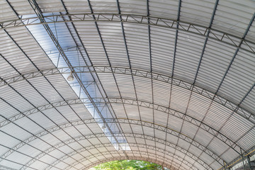 metal roofing construction of modern building complex