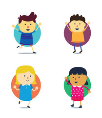 International kids cartoon boy and girl