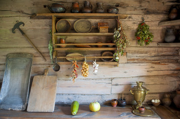 kitchen in the house of a poor peasant in the old Russian style