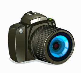 Photo Camera Icon Side View on White Background