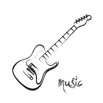 Electric Guitar hand drawn, easy all editable