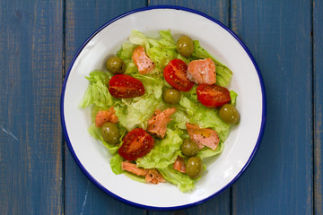 salad with fish on plate