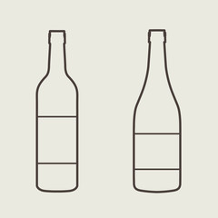 wine bottle sign set. Bottle icon.