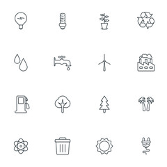 Set of Thin Line Ecology and Environment Icons