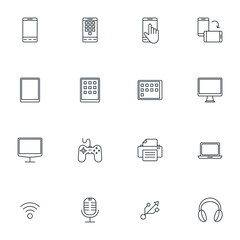 Set of Thin Line Multimedia and Devices Icons