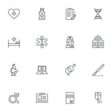 Set of Thin Line Medicine and Healthy Icons. Vector Illustration