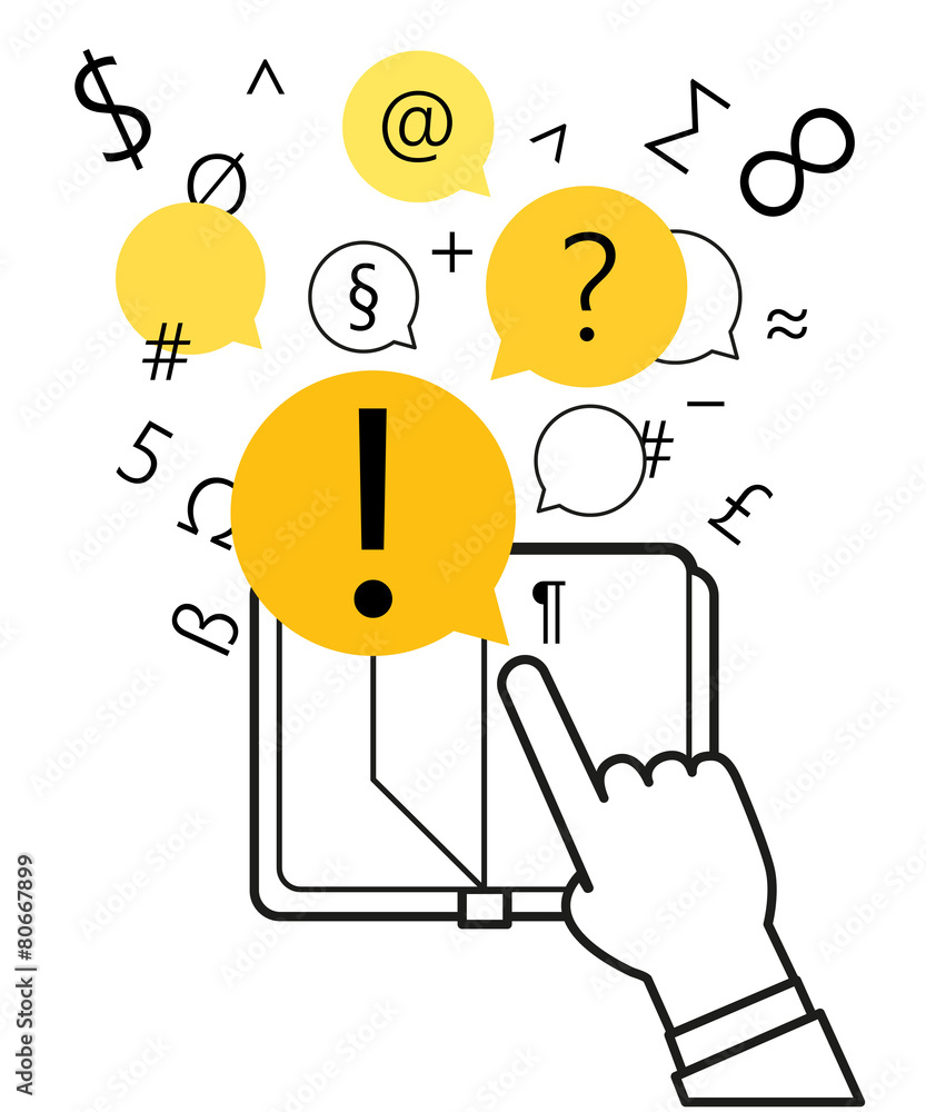 Poster getting information concept. simple line design illustration