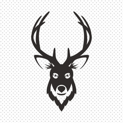 Simple Black Animal Portrait Vector Illustration. Deer